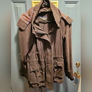 Free people faux fur hooded plaid parka